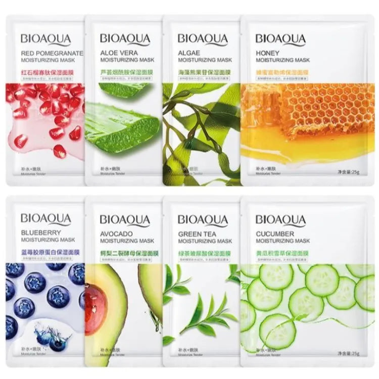 PACK OF 10 FRUIT PLANT EXTRACT MOISTURIZING BRIGHTEN FACIAL SHEET MASKS HYDRATING,