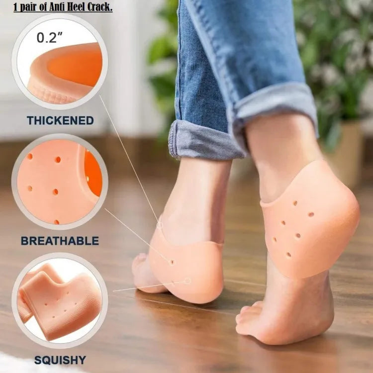 SILICONE GEL HEEL PAD SOCKS FOR PAIN RELIEF AND ANTI CRACK HEEL 1 PAIR HEEL CUPS HEEL GUARDS HEEL